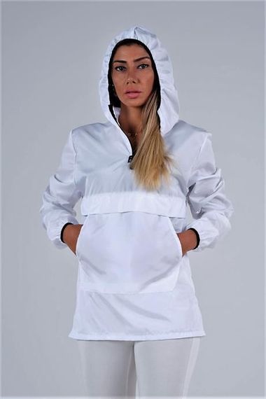 Markano White Hooded Raincoat with Kangaroo Pocket - photo 1