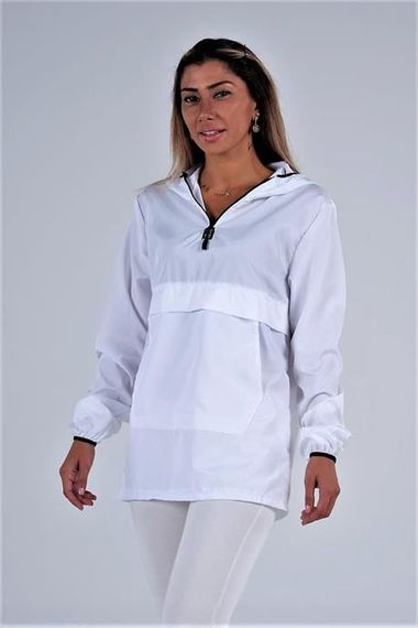 Markano White Hooded Raincoat with Kangaroo Pocket - photo 2