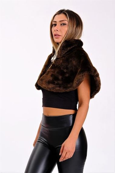 Markano Brown Brooched Fur Scarf Bolero - photo 3