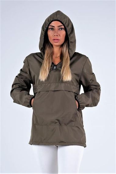 Markano Khaki Hooded Raincoat with Kangaroo Pocket - photo 3