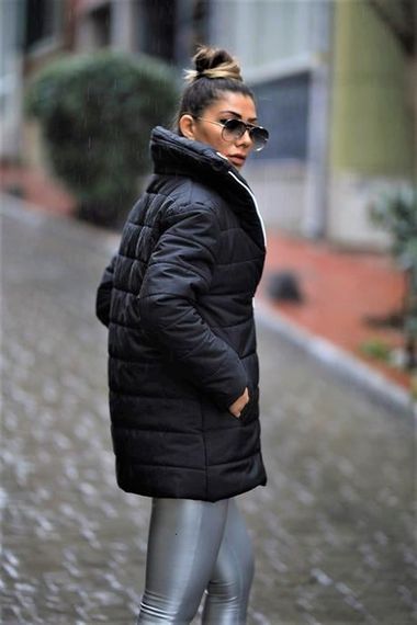 Markano Black Stand-up Collar Waterproof Long Puffer Coat - photo 4