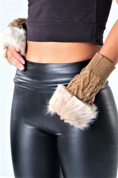 Markano Mink Fur Wool Fingerless Gloves - photo 3