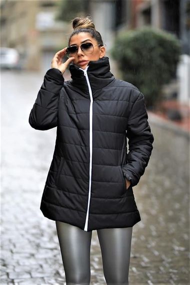 Markano Black Stand-up Collar Waterproof Long Puffer Coat - photo 2