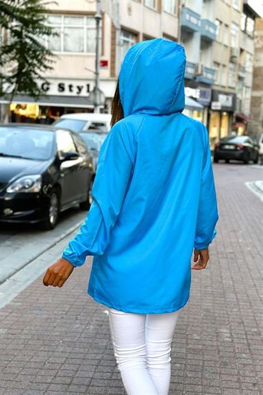 Markano Blue Star Hooded Thin Raincoat with Pockets - photo 5