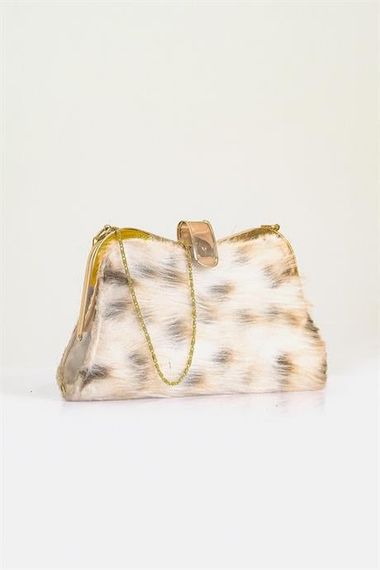 Markano Beige Faux Fur Chain Hand and Shoulder Clutch Portfolio Bag - photo 2