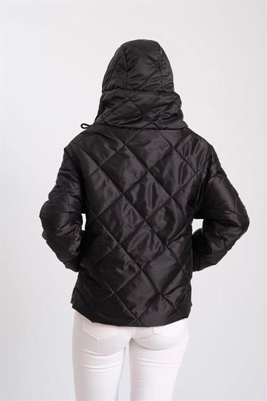 Markano Black Hooded Diamond Pattern Puffer Coat - photo 5