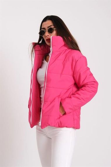 Markano Fuchsia Stand-up Collar Waterproof Design Puffer Coat - photo 2