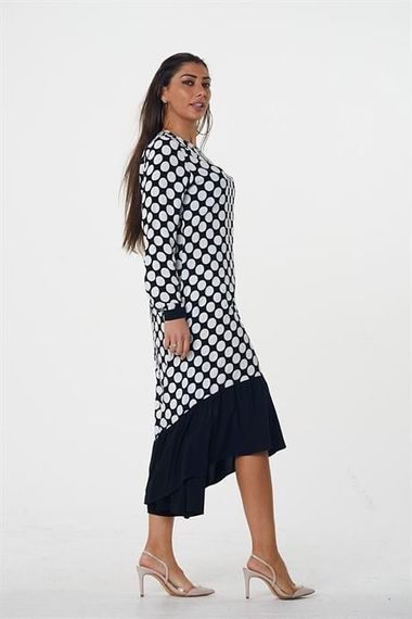 Markano Black Polka Dot Crew Neck Ruffled Hem Dress - photo 3