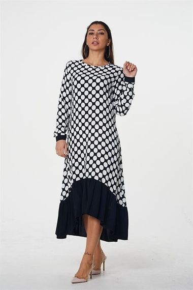 Markano Black Polka Dot Crew Neck Ruffled Hem Dress - photo 2