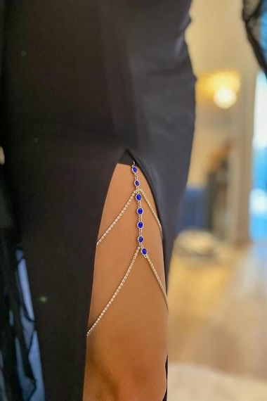 Blue Silver Stone Leg Chain