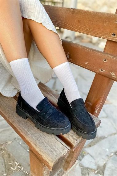 Raise Black Suede Women's Loafer Shoes