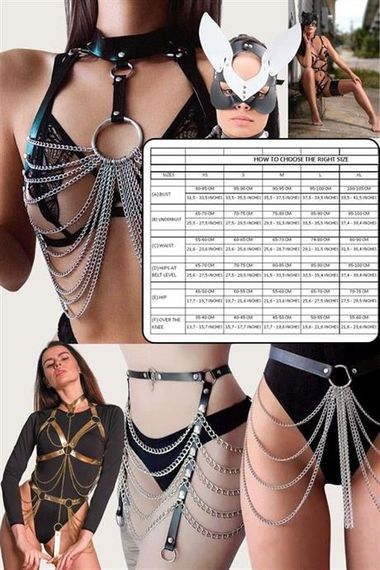 Markano 4lü Deri Fantezi Kırmızı Harness Set Özel Tasarım Premium Model 800713K - fotoğraf 4