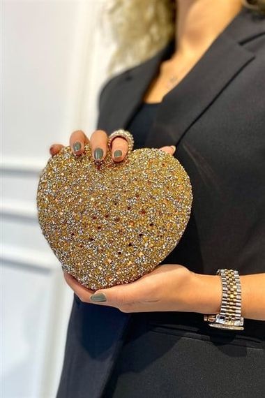 Maybe Gold Women's Clutch Bag With Stone Ring - photo 2