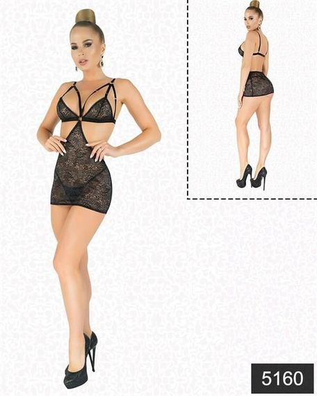 Markano  Simli Likralı  Dantel Babydoll