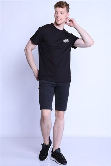 Чоловічі чорні спортивні шорти-панталони Es roy jogger 7078-02 з бавовни та еластану, розміри S, M, L, XL, XXL - фото 1