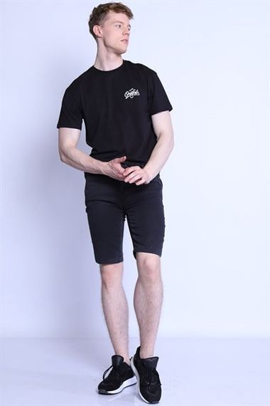 Чоловічі чорні спортивні шорти-панталони Es roy jogger 7078-02 з бавовни та еластану, розміри S, M, L, XL, XXL - фото 4