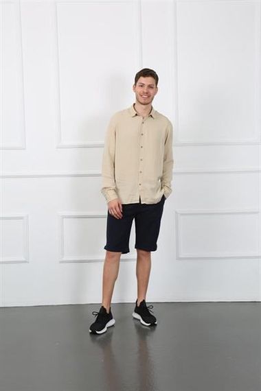 Чоловічі шорти Es roy 7023-01 темно-синього кольору з Тенселу, бавовни та еластану, розмір 30-38 - фото 2