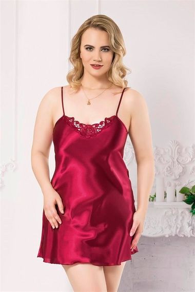 Короткая сатиновая пижама Markano большого размера бордового цвета 2XL, 3XL, 4XL, 100% полиэстер, безвредная для здоровья