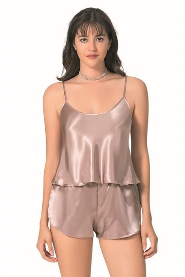Женский комплект Babydoll из сатина Markano, цвет визон, 100% безвредный, включает 2 предмета, для тела S, легко стирается и гладится