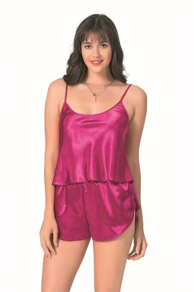 Markano Cherry Satin Babydoll Shorts Set