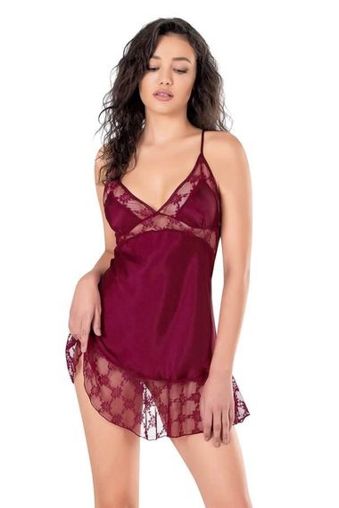 Markano Burgundy Short Satin Nightgown - photo 2