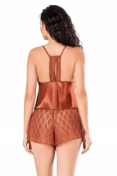 Комплект babydoll и шорт Markano из сатина цвета корицы, 100% хлопок, без вредных веществ, 2 предмета, размер S. - фото 3