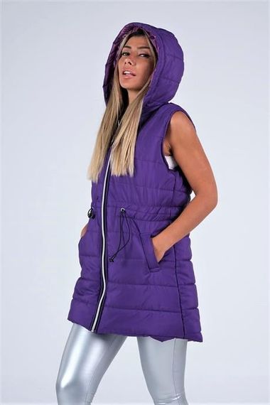 Markano Purple Hooded Pocketed Waist Drawstrable Inflatable Vest - photo 2