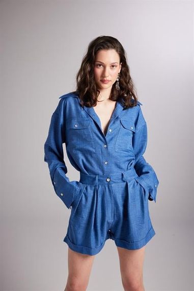 Шорты Markano Julia голубые, модель на любой размер: S, XS, M, L - фото 5