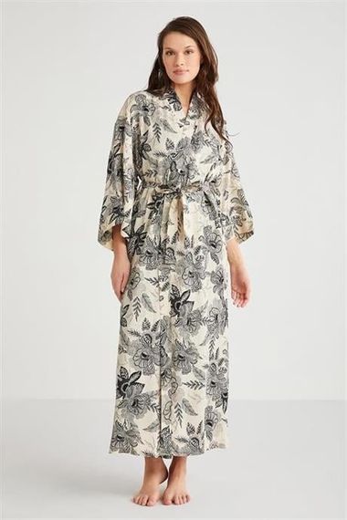 Markano %100 Viskon Çiçek Desen 2'li Sabahlık Gecelik Takımı - photo 5