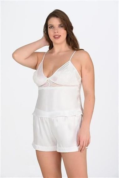 Markano  Büyük Beden Ekru Şort Takımı