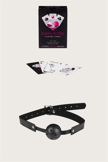 Markano  Sexy Görselli Oyun Kartı Kama Sutra Siyah Ağız Topu Set