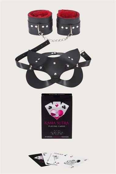 Markano  Sexy Görselli Oyun Kartı Kama Sutra  Kelepçe Maske Set