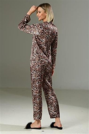 Markano  Leopar Desen Yumuşak Dokulu Saten Gecelik Takımı - photo 2