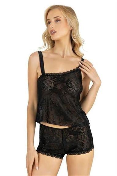 Markano  Siyah Saten Şort Takımı 