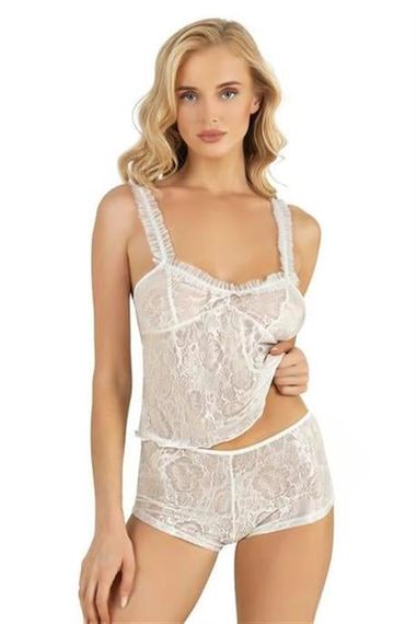 Markano  Ekru Saten Şort Takımı 