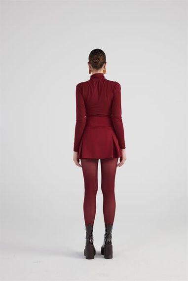 Markano Elena Şort Etek Bordo - fotoğraf 5