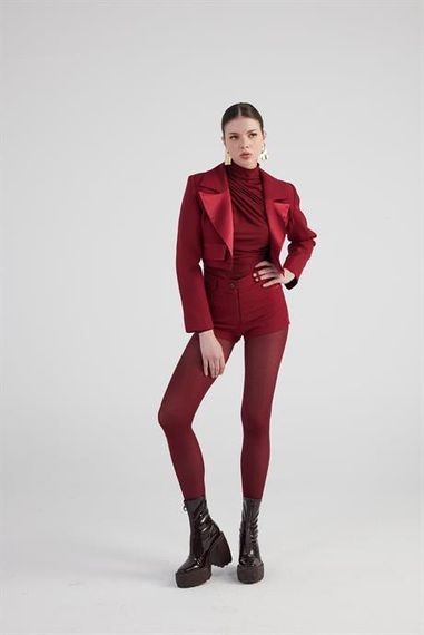 Markano Camila Crop Blazer Ceket Bordo - photo 3