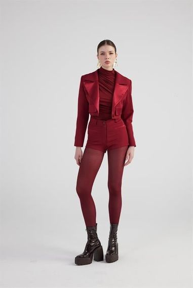 Markano Camila Crop Blazer Ceket Bordo - photo 1