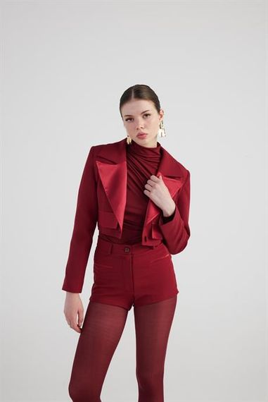 Markano Camila Crop Blazer Ceket Bordo - photo 4