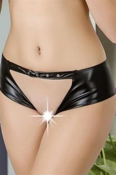 Markano Leather Look Open Middle Fancy Belted Boxer Briefs - photo 1