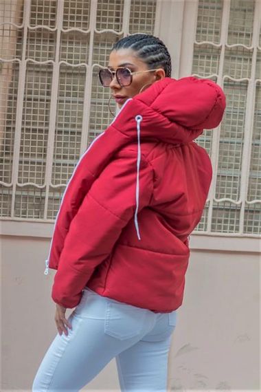 Маркано бордовый водоотталкивающий пуховик с капюшоном, размеры: 36, 38, 40, 42 - фото 5