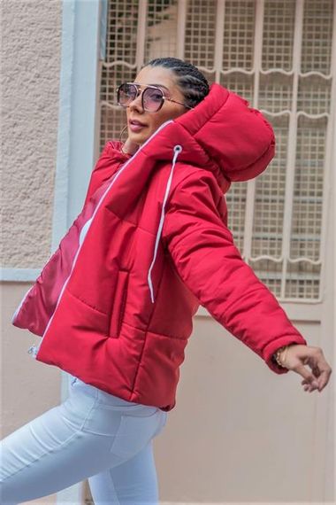 Маркано бордовый водоотталкивающий пуховик с капюшоном, размеры: 36, 38, 40, 42 - фото 3