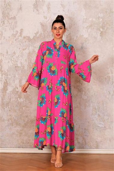 Markano Pink Sleeve Flounce Skirt Layered Floral Long Dress - photo 5