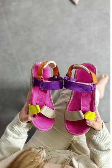 Жіночі сандалі з фіолетовими ремінцями Markano, модель на липучках, розміри 36-40 - фото 3