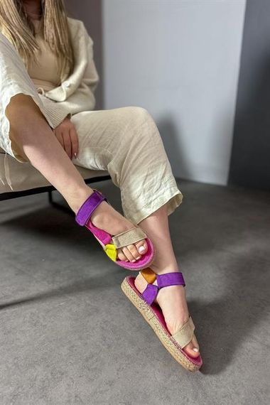 Жіночі сандалі з фіолетовими ремінцями Markano, модель на липучках, розміри 36-40 - фото 2