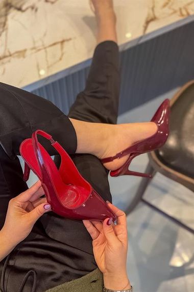 Markano Metan Bordo Rugan Kadın Topuklu Ayakkabı - fotoğraf 2