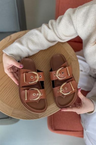 Markano Boris Taba Çift Toka Detaylı Kadın Terlik - photo 2