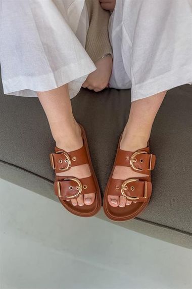 Markano Boris Taba Çift Toka Detaylı Kadın Terlik - photo 3