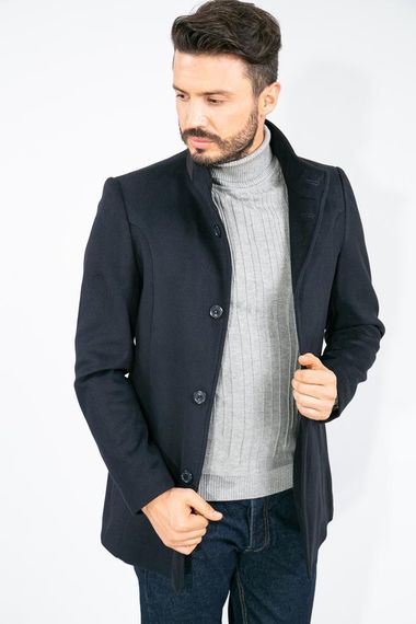 Suitmen Judge Collar Stamp Coat Navy Blue - photo 2