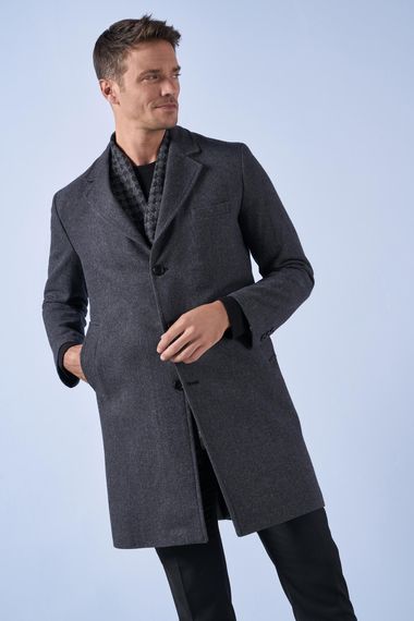 Suitmen Mono Collar Corduroy Long Cachet Coat Gray - photo 2